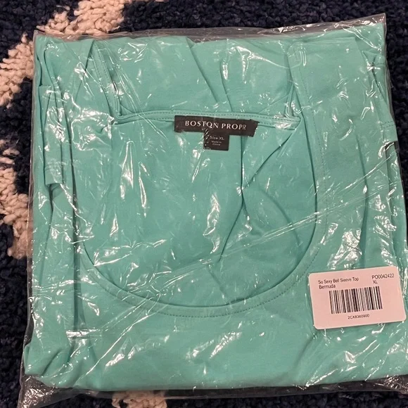 Boston Proper So Sexy Bell Sleeve Top XL Color Bermuda - Picture 3 of 4